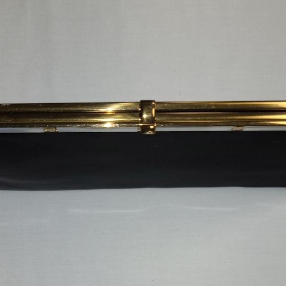 After Five Vintage Elegant Black  Clutch with Gold & Mother Of Pearl Accents - Picture 6 of 12